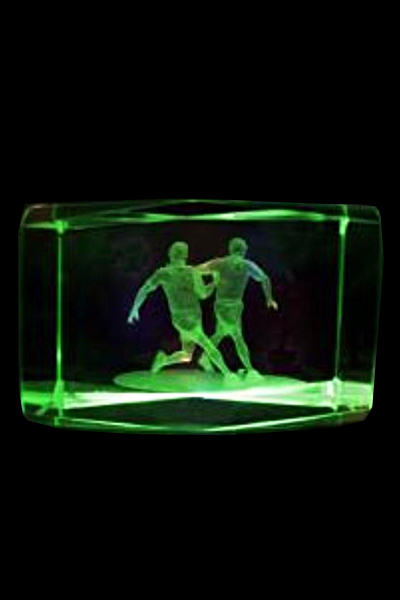 3D Fußballer im Glasblock