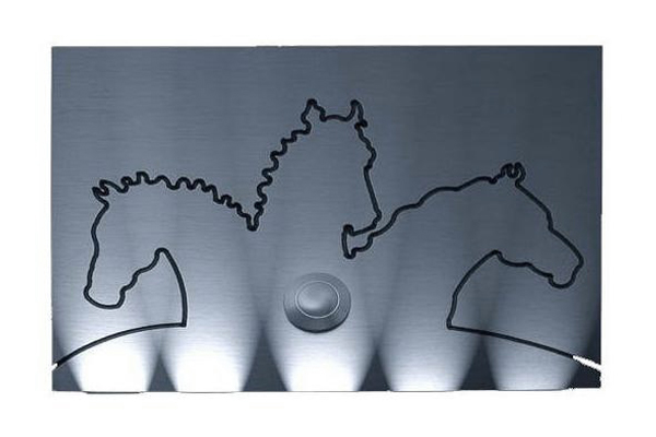 Edelstahl-Klingel Pferde auf Platte 805005