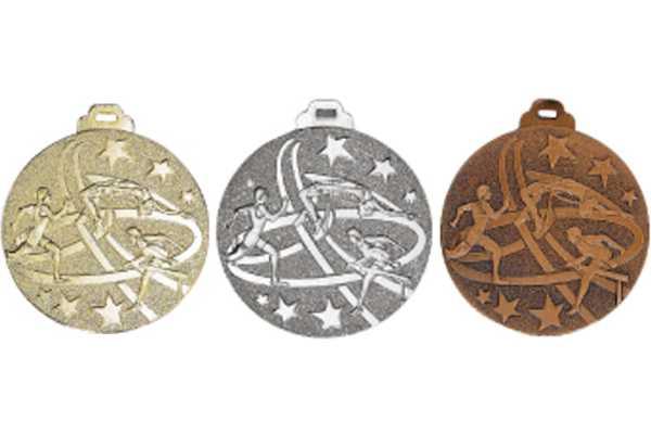 Leichtathletik Pokal Medaillen 3er Set 50mm Medaillen-Band Turnier Emblem e237 