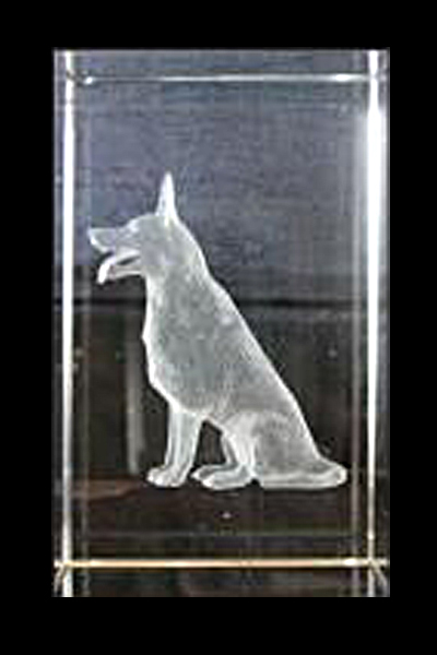 3D Schäferhund im Glasblock